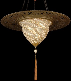 Fortuny Lamp Samarkanda Gold Glass Light with Decorative Metal Rim BUY thru www.luminosodesign.com