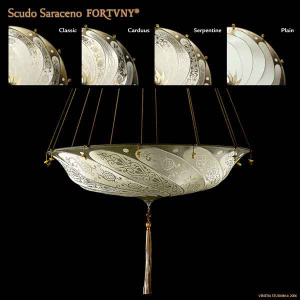 Fortuny Lamps Scudo Saraceno SILK in Classico Design and Options BUY thru www.luminosodesign.com