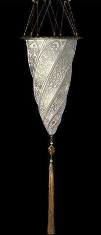 Fortuny Lamp Cesendello Murano Glass Silver with regular metal rim from Luminoso Design call 403 283-5763