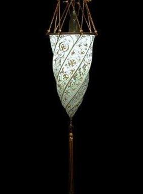 Cesendello Light Blue Silk Fortuny Lamp buy from Luminoso Design