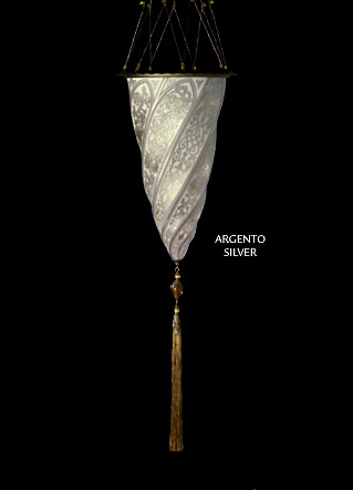 Fortuny lamp Cesendello Ceiling Mount in Silver Murano Glass available thru www.luminosodesign.com  
